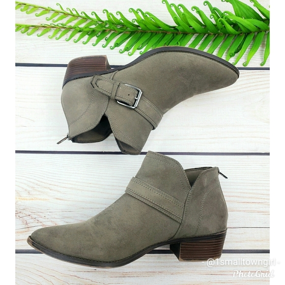 David Aaron Austin stack heel booties 10 beige - Picture 6 of 12